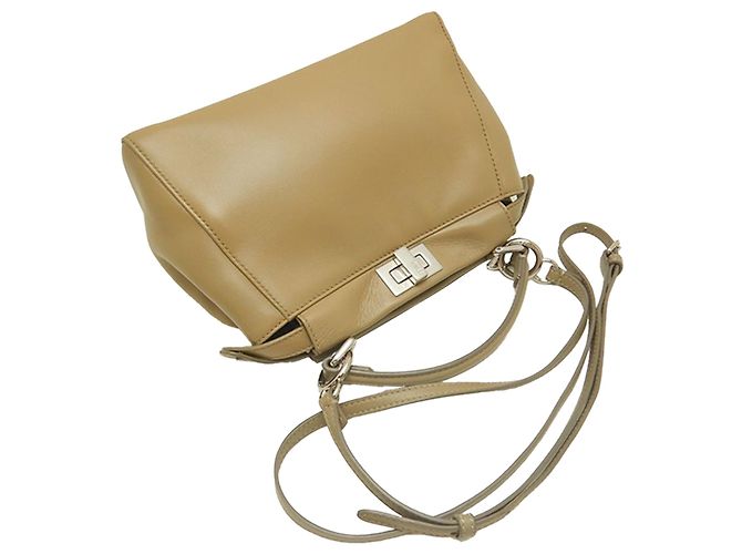 Fendi Borsa Mini Selleria Peekaboo in pelle beige - vista 7