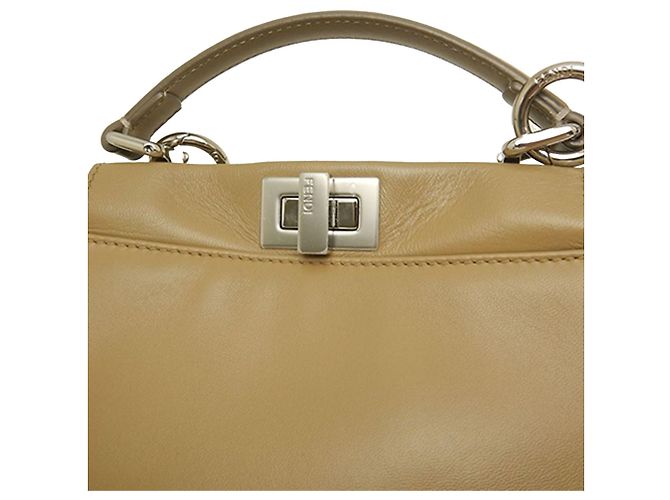 Fendi Borsa Mini Selleria Peekaboo in pelle beige - vista 8