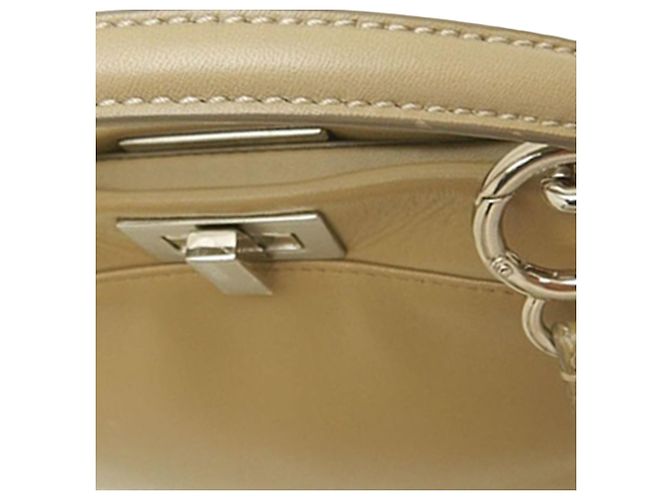 Fendi Borsa Mini Selleria Peekaboo in pelle beige - vista 9