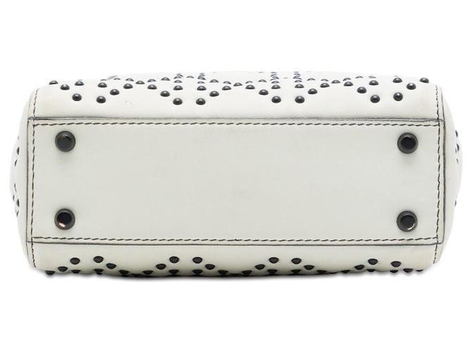 Dior Lady Dior Supple in agnello cannage borchiato bianco mini - vista 3