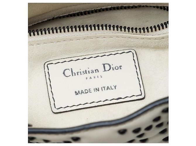 Dior Lady Dior Supple in agnello cannage borchiato bianco mini - vista 5