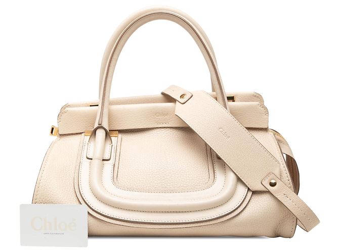 Borsa Everston in pelle marrone media Chloé Beige - vista 7
