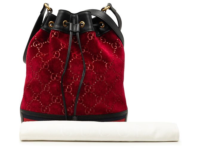 Bucket Gucci Red GG Velvet Web Rosso - vista 7