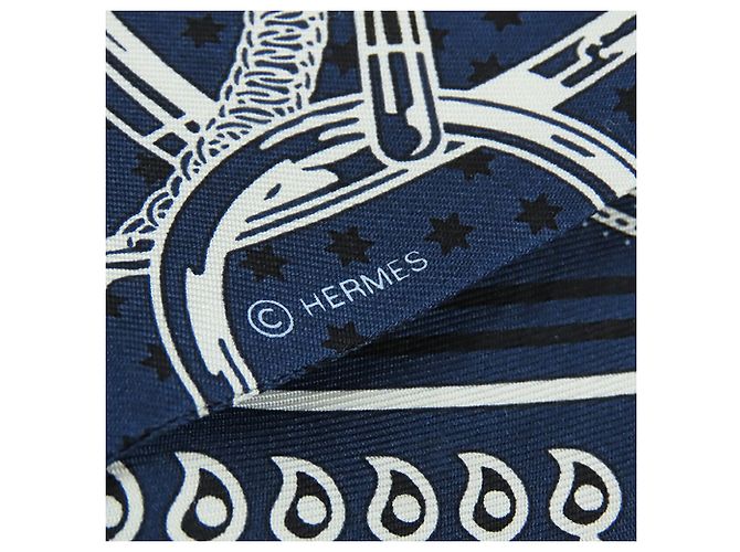 Hermès Blue Eperon d Or Bandana Seidentuch Twilly Blau - Ansicht 3
