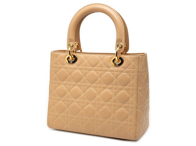 Dior Beige Medium Lambskin Cannage Lady Dior - vista 2