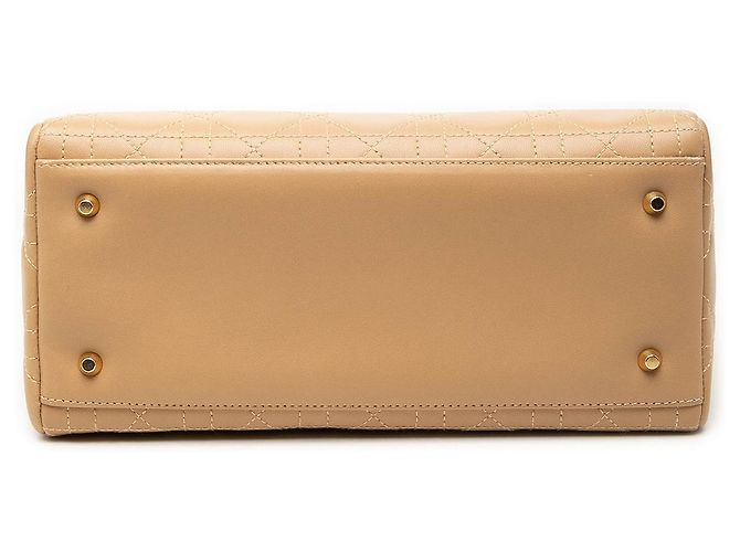 Dior Beige Medium Lambskin Cannage Lady Dior - vista 3