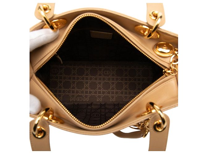 Dior Beige Medium Lambskin Cannage Lady Dior - vista 4
