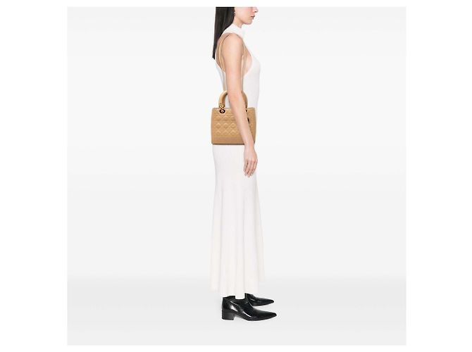Dior Beige Medium Lambskin Cannage Lady Dior - vista 6