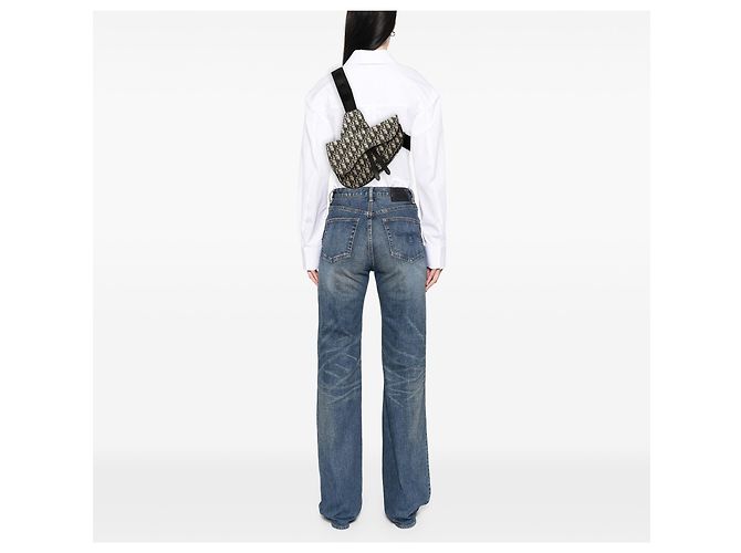 Borsa Saddle in tela Blue Oblique Dior - vista 6
