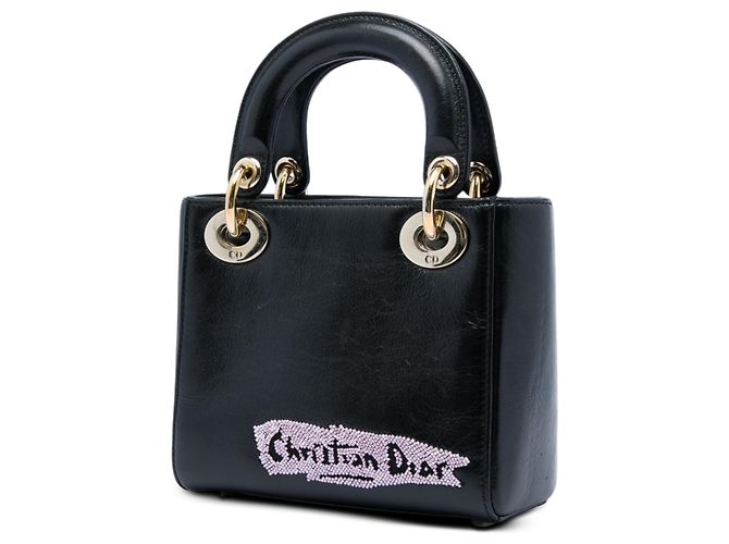 Lady Dior mini in pelle di vitello nera con perline Dior Nero - vista 2