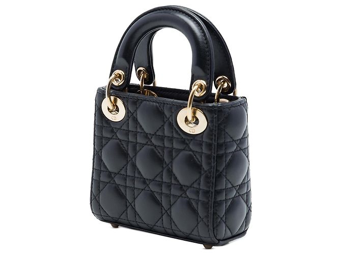 Lady Dior in micro agnello cannage nero Dior - vista 2