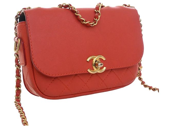 Chanel Rote gesteppte Kalbsleder Multi Pouching Flap und Münzbeutel - Ansicht 14
