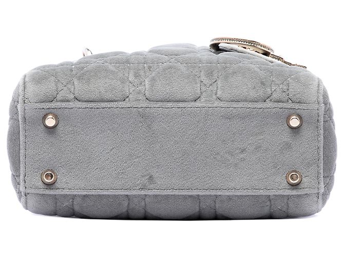 Lady Dior mini in velluto cannage grigio Dior Marrone - vista 3