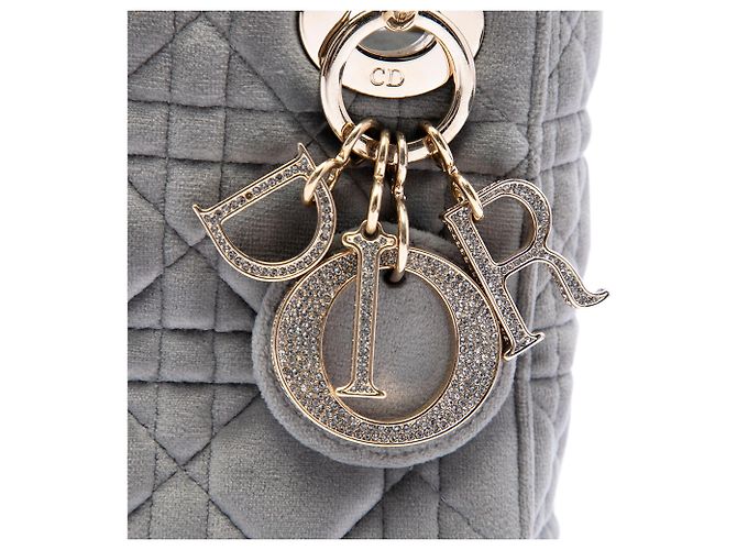 Lady Dior mini in velluto cannage grigio Dior Marrone - vista 5