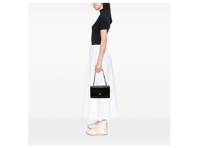 Chanel Black Medium Classic Lambskin Double Flap Nero - vista 7