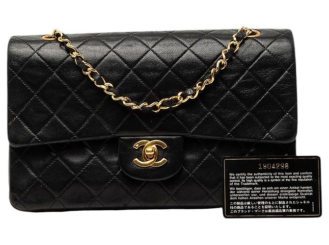 Chanel Black Medium Classic Lambskin Double Flap Nero - vista 8