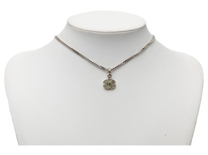 Collana con pendente Chanel Silver CC in ottone e smalto con cristalli Argento - vista 5