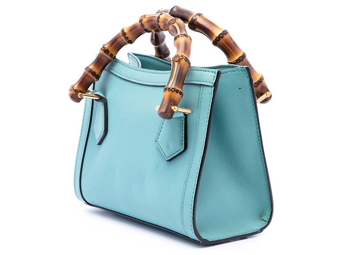 Bolsa Diana Mini em couro de bezerro azul com alça de bambu Gucci Azul claro - vista 2