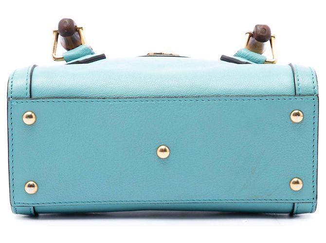 Bolsa Diana Mini em couro de bezerro azul com alça de bambu Gucci Azul claro - vista 3