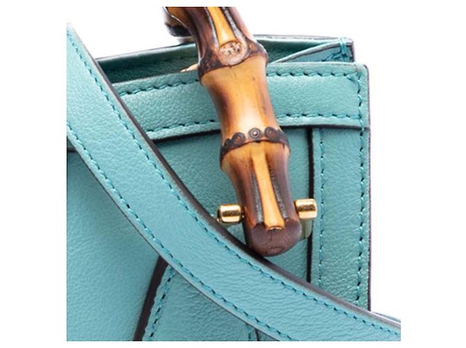 Bolsa Diana Mini em couro de bezerro azul com alça de bambu Gucci Azul claro - vista 6