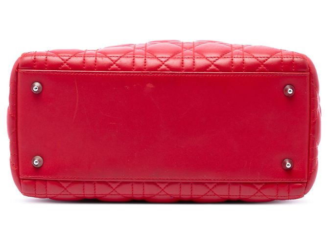 Lady Dior in agnello cannage rosso misura Medium - vista 3