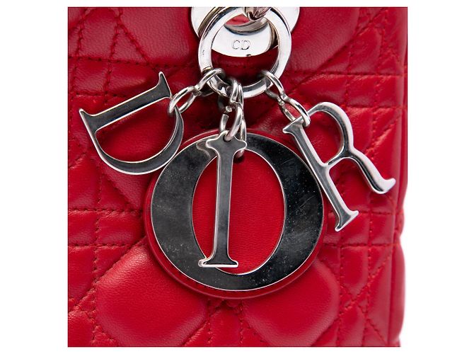 Lady Dior in agnello cannage rosso misura Medium - vista 5