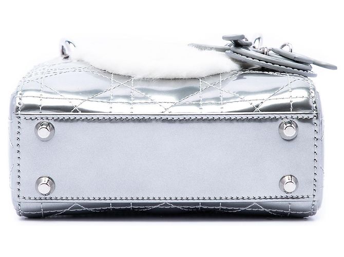 Dior Silver Micro Metallizzato Vernice Cannage Bear Lady Dior Argento - vista 3