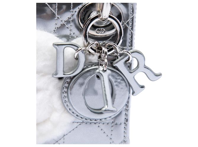Dior Silver Micro Metallizzato Vernice Cannage Bear Lady Dior Argento - vista 5