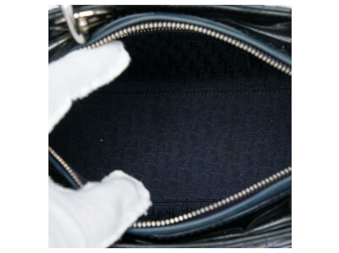 Lady Dior Cannage in vernice blu, misura Medium Blu navy - vista 4