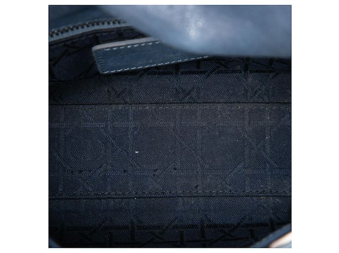 Lady Dior Cannage in agnello iridescente blu mini - vista 4