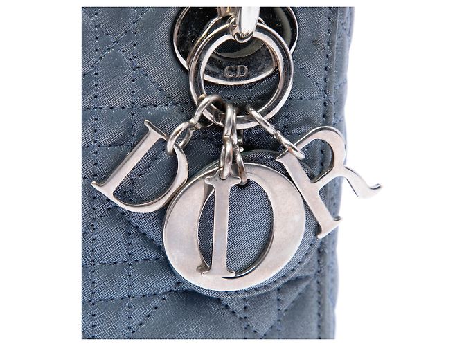 Lady Dior Cannage in agnello iridescente blu mini - vista 5