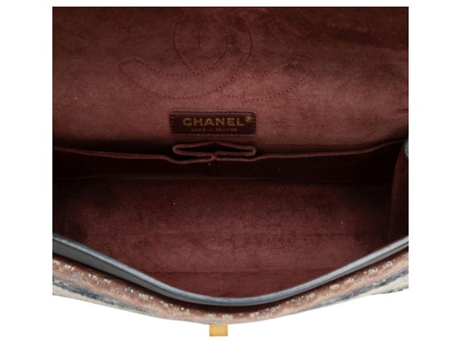 Chanel Black Smooth Calfskin and Knit Reissue 2.55 Medallion Nude Double Flap 226 Nero - Ansicht 4