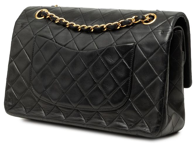 Chanel Black Medium Classic Lambskin Double Flap Noir - vue 2