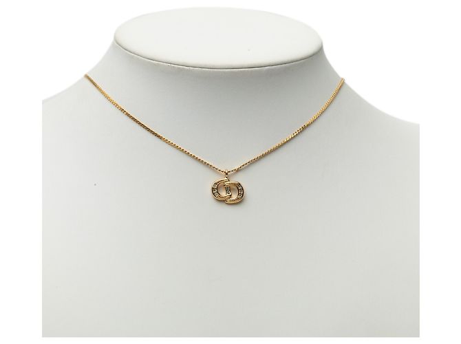 Collana con pendente Dior Gold con logo CD e strass placcato oro D'oro - vista 6