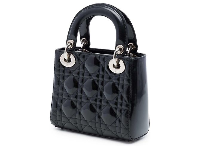 Lady Dior Mini in vernice nero cannage - vista 2