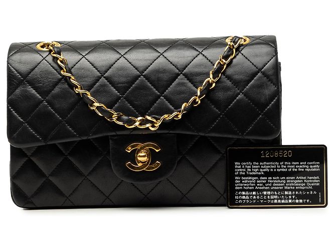 Chanel Black Small Classic Lambskin Double Flap Nero - vista 7