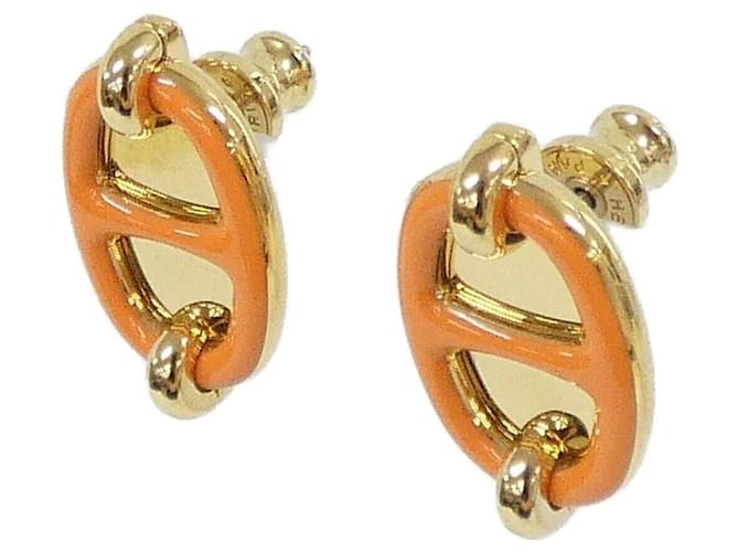 Hermès Orecchini Hermes Mini Maillon 10052FE Arancione - vista 2
