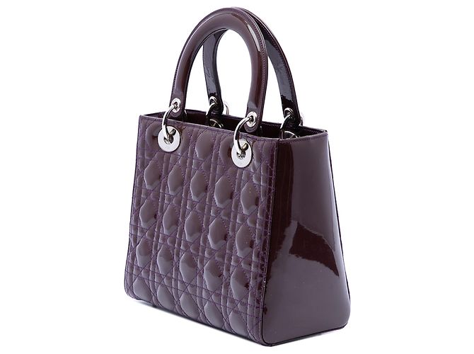 Dior Purple Medium Patent Cannage Lady Dior - view 2