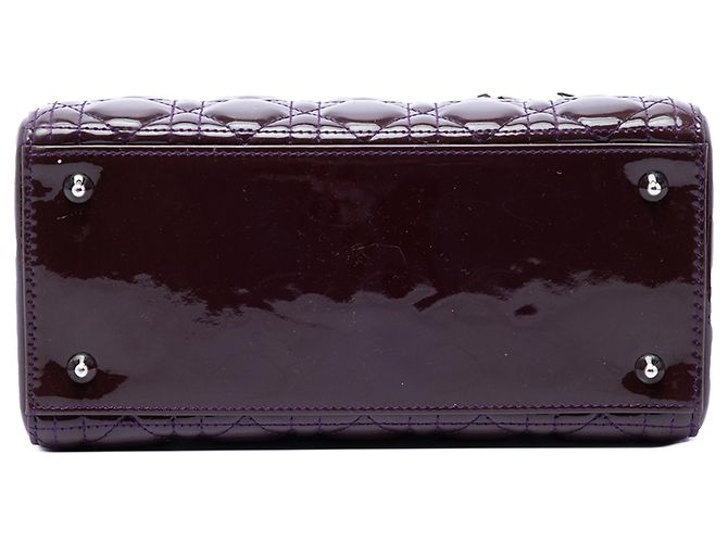 Dior Purple Medium Patent Cannage Lady Dior - view 3