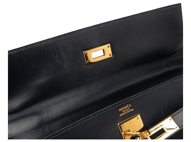 Hermès Blue Box Calf Kelly Retourne 32 Blu navy - vista 6