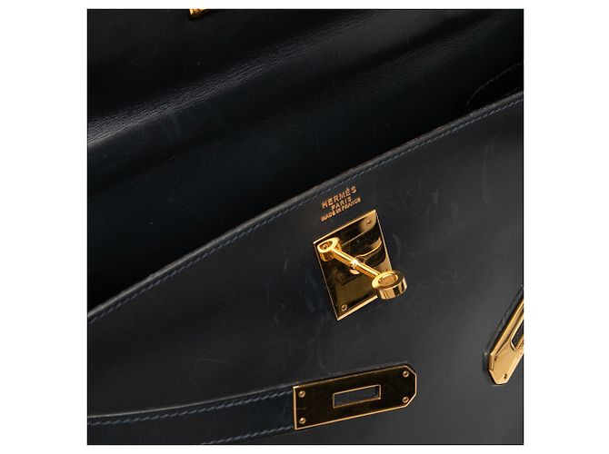 Hermès Blue Box Calf Kelly Retourne 32 Blu navy - vista 7