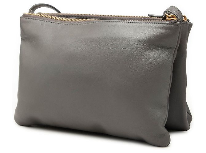 Céline Celine Trio Crossbody en piel de cordero gris Large Castaño - vista 2