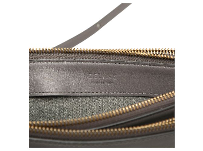 Céline Celine Trio Crossbody en piel de cordero gris Large Castaño - vista 5