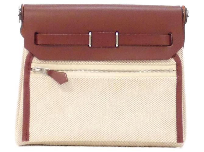Hermès Borsa a tracolla Hermes Herbag Zip Rosso Beige Crudo - vista 2