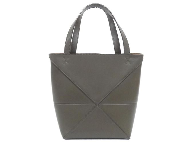 Borsa Tote Mini Loewe Puzzle Fold Verde Cachi - vista 2