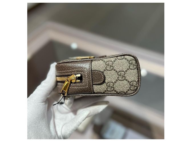 Borsa a tracolla e cintura Ophidia Gucci Marrone Monogramma - vista 4