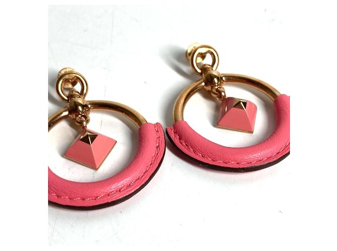 Hermès Pendientes Hermes Loop Medor PM Rosa Dorado - vista 2