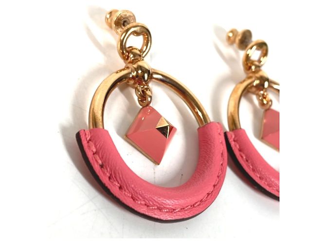 Hermès Pendientes Hermes Loop Medor PM Rosa Dorado - vista 3