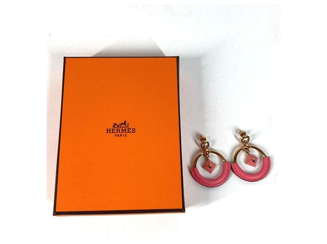 Hermès Pendientes Hermes Loop Medor PM Rosa Dorado - vista 8