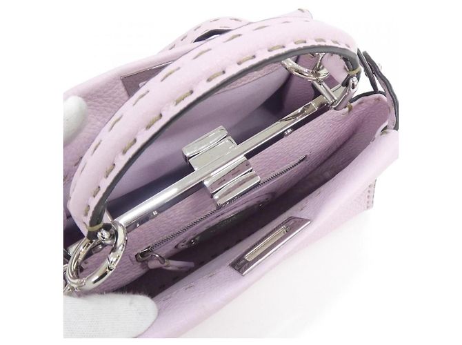 Mini borsa a mano Fendi Selleria Peekaboo Rosa - vista 7